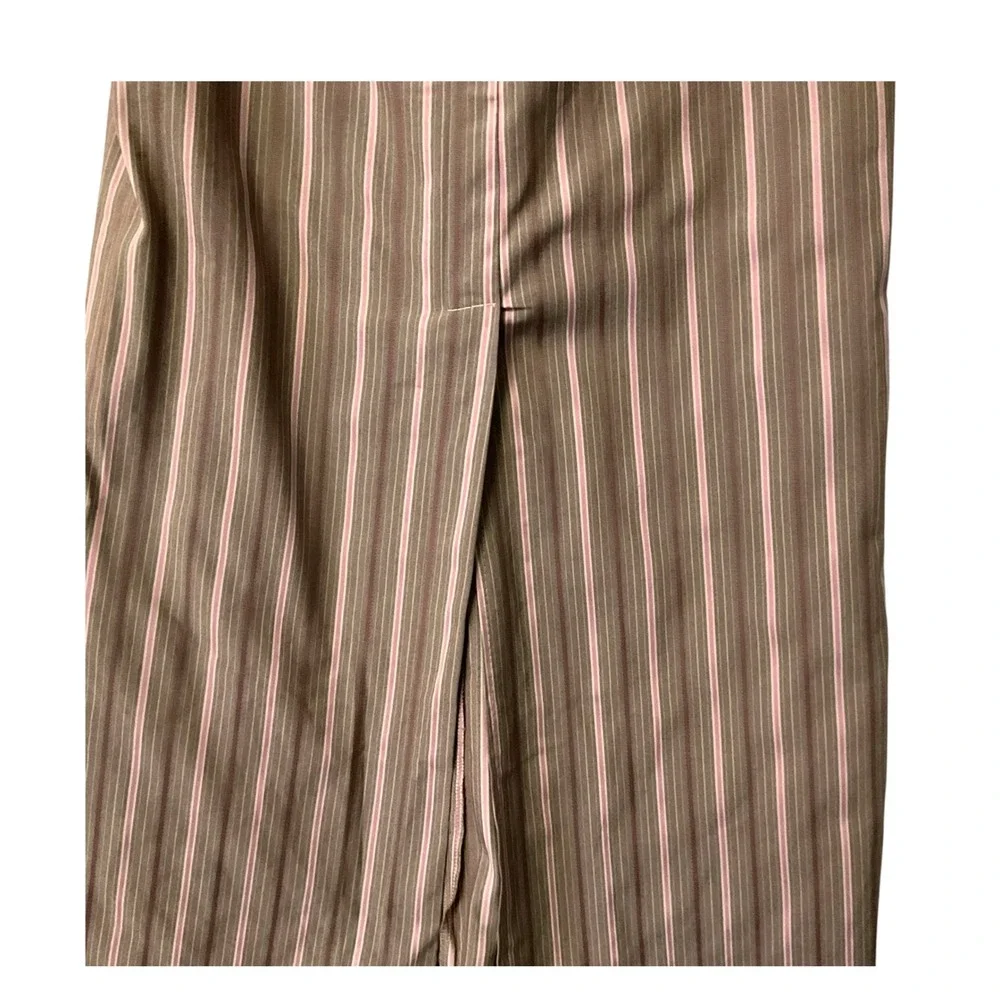 Express Design Studio Editor Maxi Skirt Womens SZ 12 Olive Pink Pinstripe Career